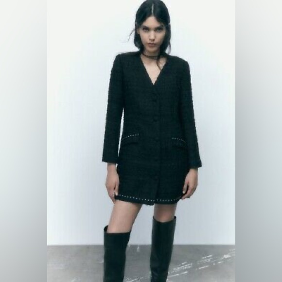 Zara textured studded blazer jacket new - Picture 7 of 7